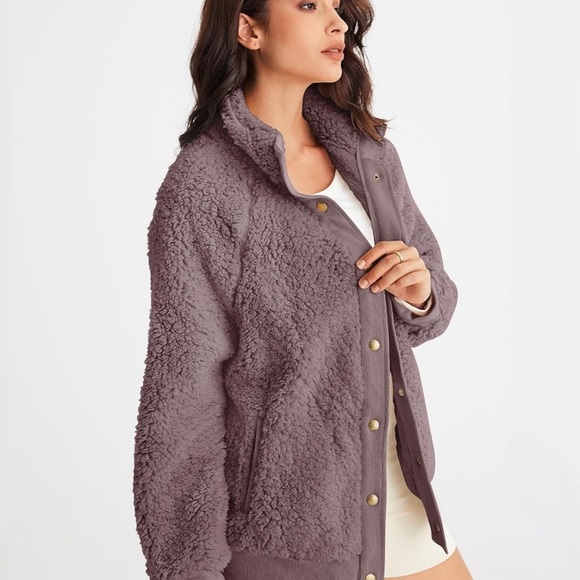 Merokeety Winter Long Sleeve Sherpa Jacket Coat - Picture 5 of 7